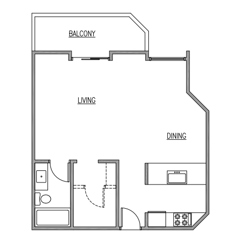 Studio 0 Bed 1 Bath Floor Plan at The Kenmore Los Feliz, Los Angeles